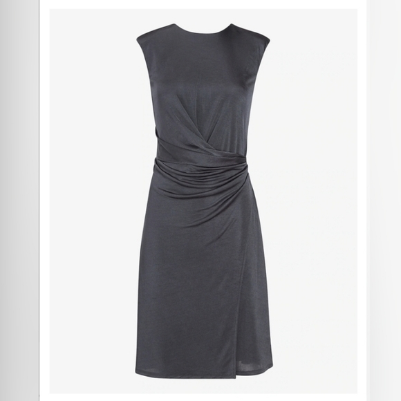 Express Satin Cap Sleeve Side Ruched Dress NWT - Picture 5 of 6